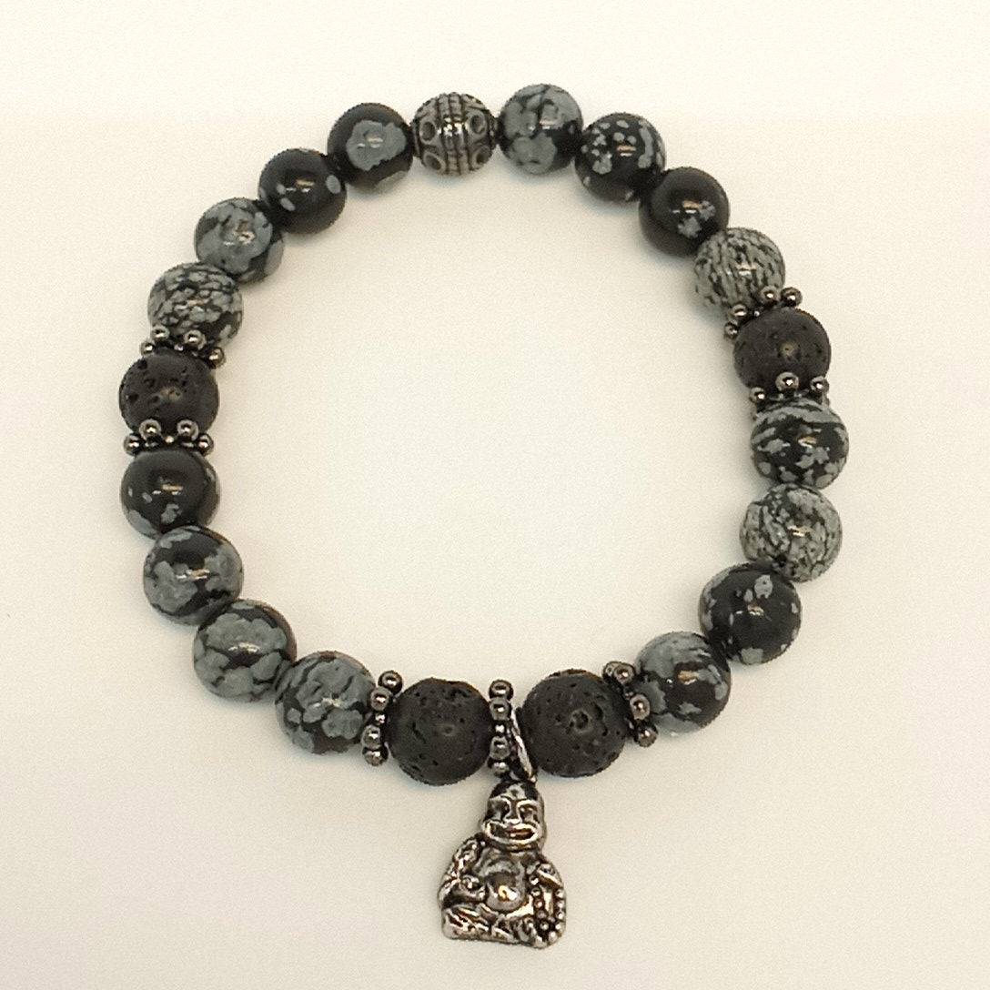 7 inch snowflake jasper beaded Bracelet 