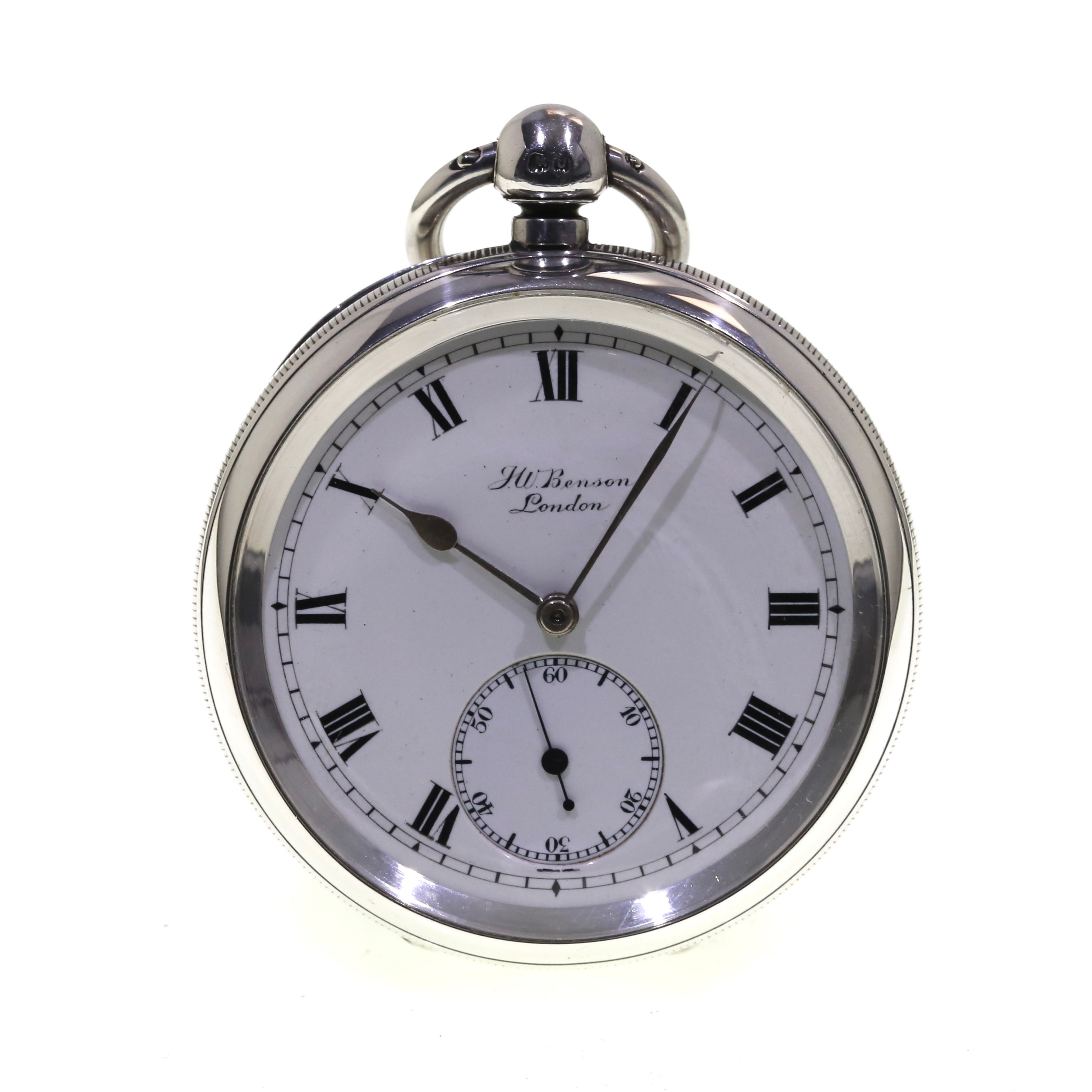 1920 J.W. Benson Silver Pocket Watch