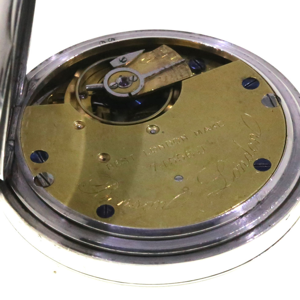 Thumbnail: 1917 J.W. Benson Keyless Silver Pocket Watch