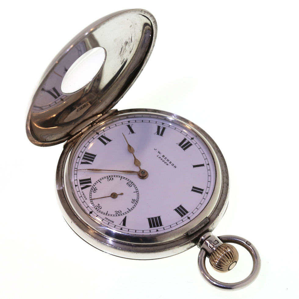 Thumbnail: 1932 J W Benson Half Hunter Pocket Watch