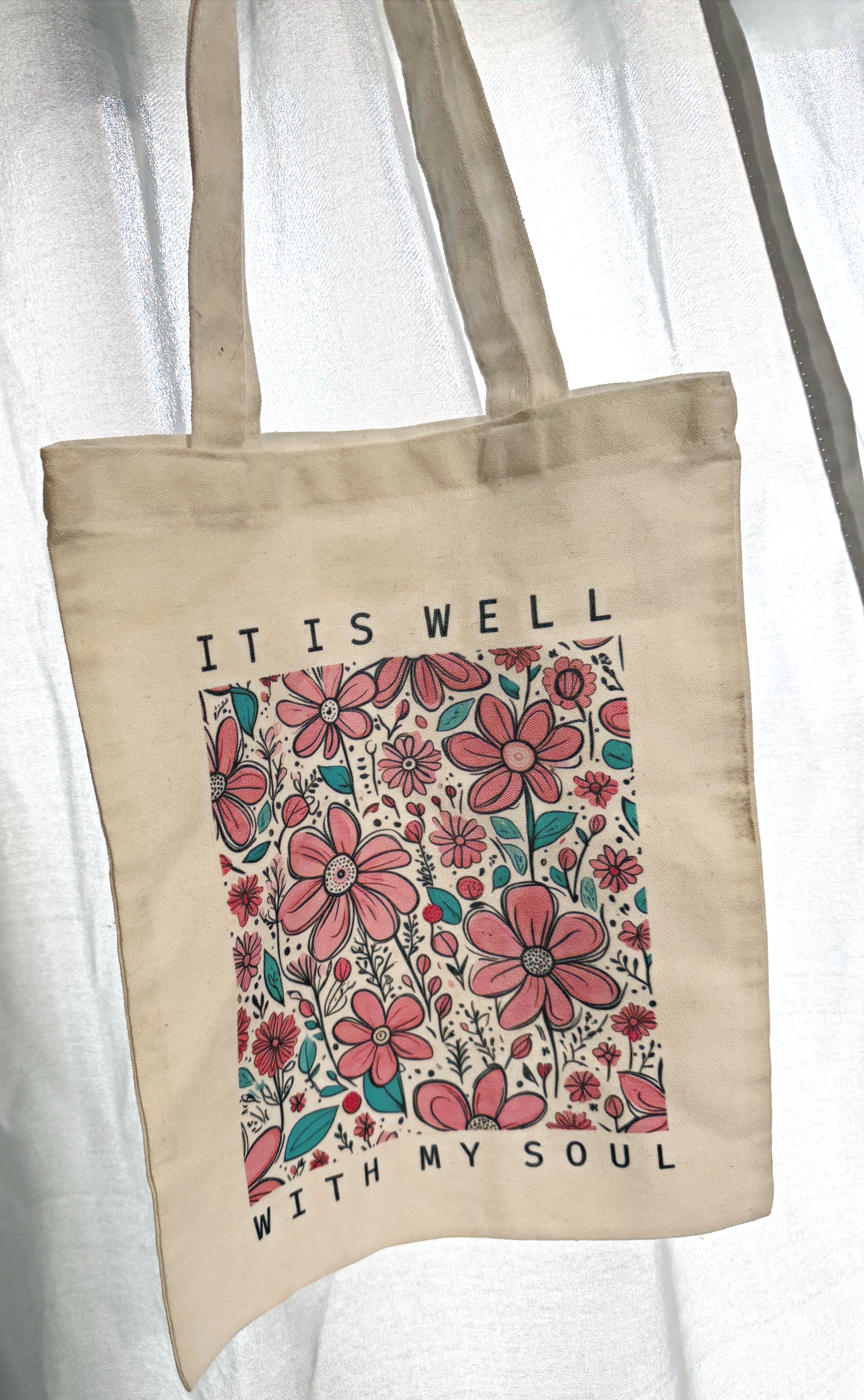 It Is Well With My Soul Small Canvas Tote Bag - DAMAGED