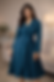 Teal Blue Cross Wrap Pleated Blazer Dress