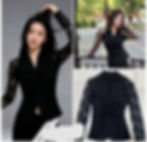 Black Ruched Top with Sheer Lace Sleeves
