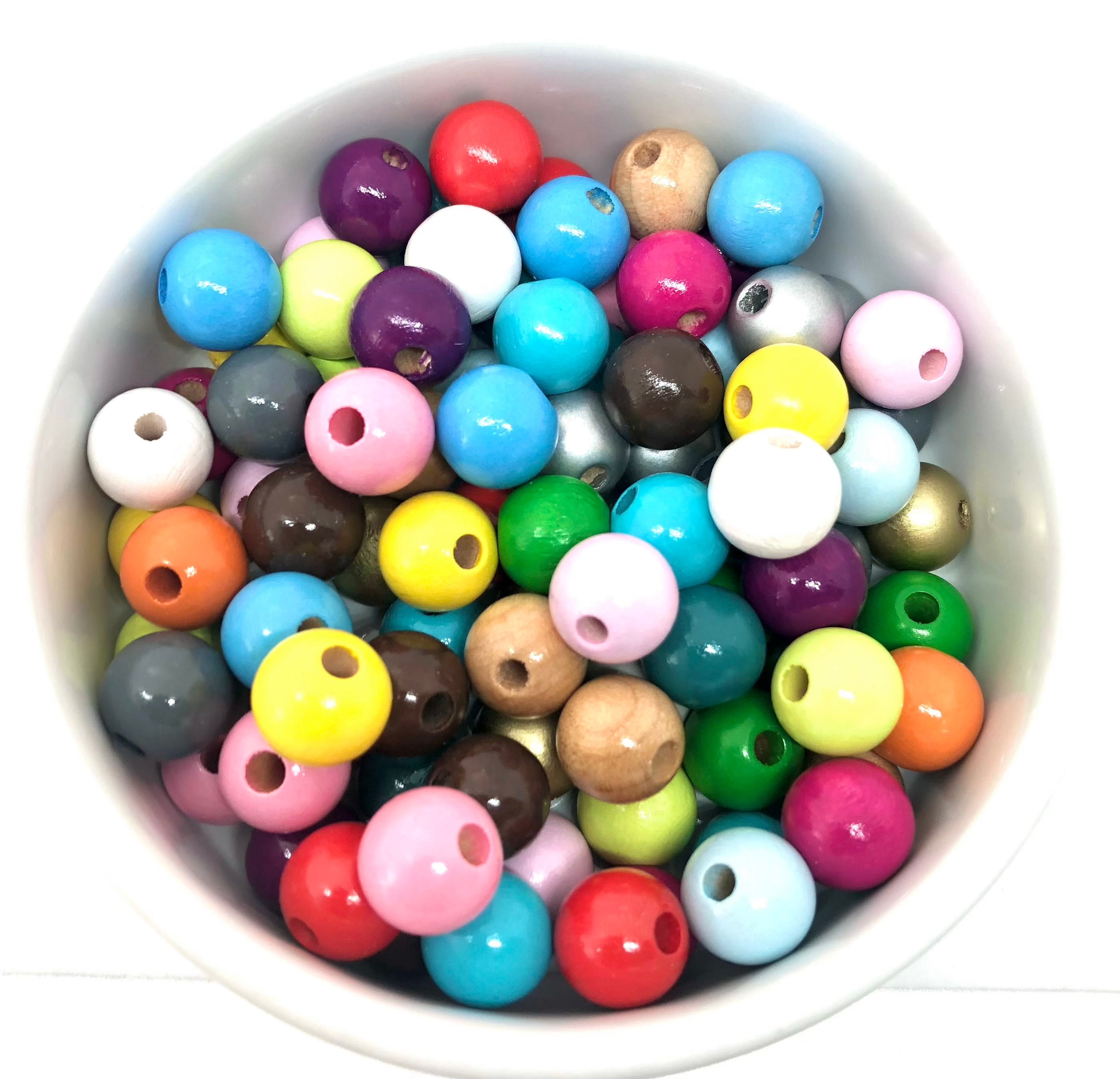 perles en bois multicolore pour attache tétine