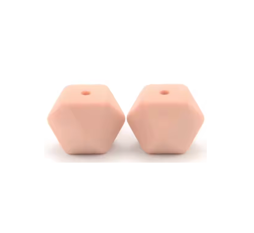 perle hexagonale en silicone pêche pour attache tétine