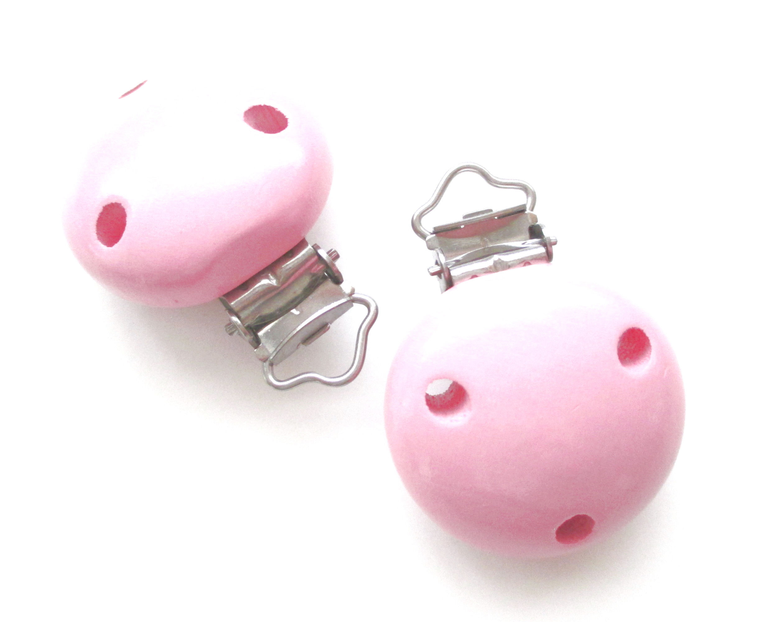 clip en bois rose tendre pour attache tétine