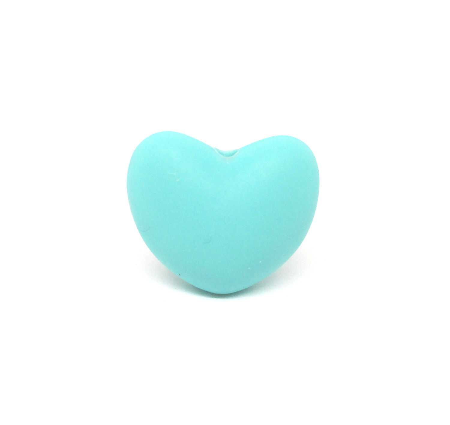 perle coeur en silicone vert eau pour attache tétine
