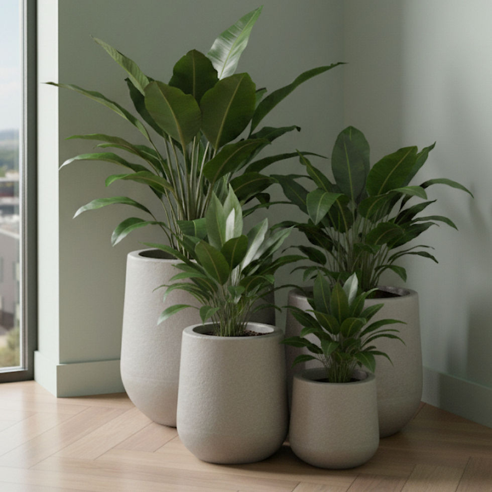 Miniature : 4 macetas Maragogi cemento polietileno rotomoldeado diseño gota  texturizado con plantas verdes