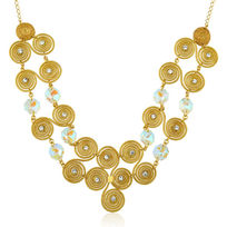 Collier avec 22 motifs nid d'abeilles dorés ornés de cristaux