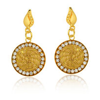 Boucles d'oreilles herbe dorée avec détails en métal doré et cristaux