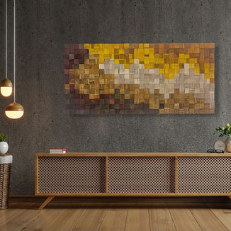 Decoração de parede exclusiva feita à mão em MADEIRA TECA.