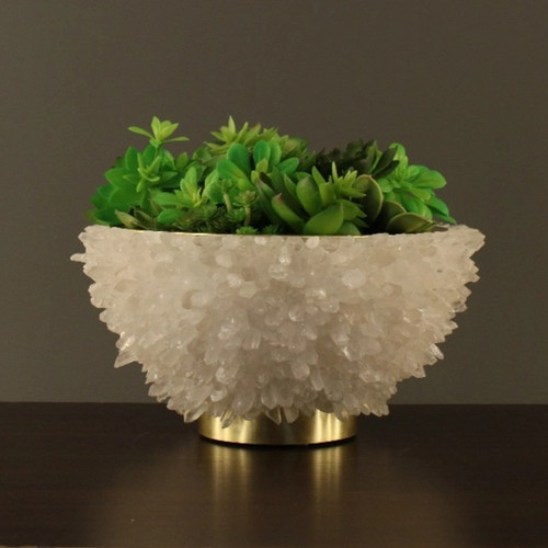 Quartz Crystal Bowl - Luxury Brass Decor | consolidabrazil