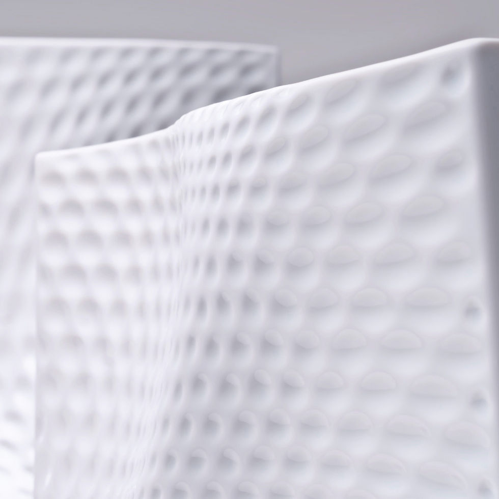 Thumbnail: Details of Mathammered Modern Porcelain Vases, matte white.