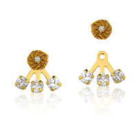 Boucles d'oreilles herbe dorée avec détails en métal doré et cristaux