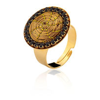 Bague herbe dorée nid d'abeille