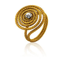 Bague Herbe Dorée Abordable avec Cristal