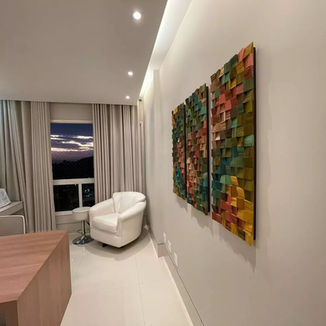 Painéis Artísticos 3D Artesanais com Madeira Teca Recuperada