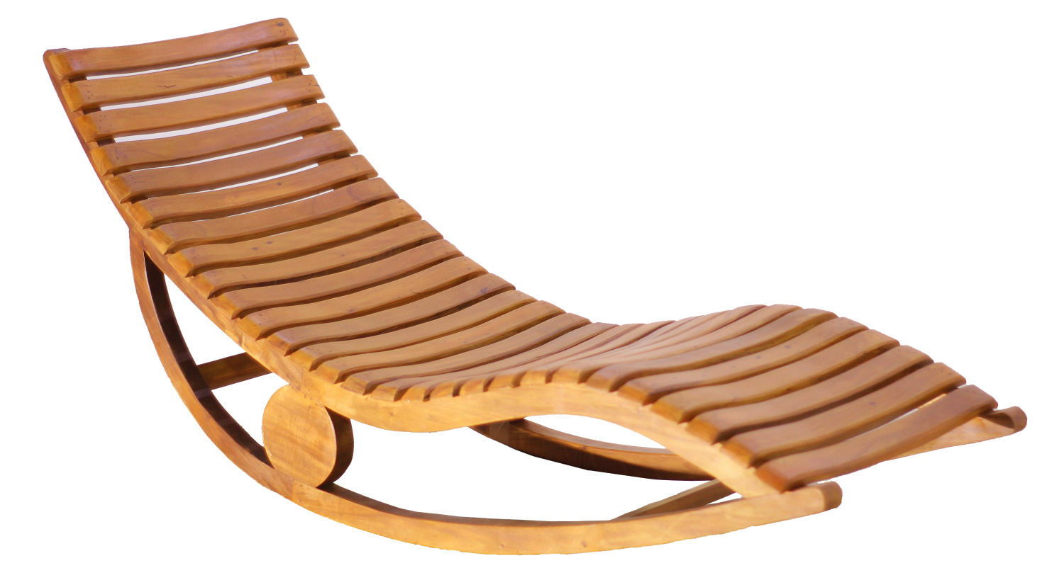 Wooden Lounge Chaise in white background.