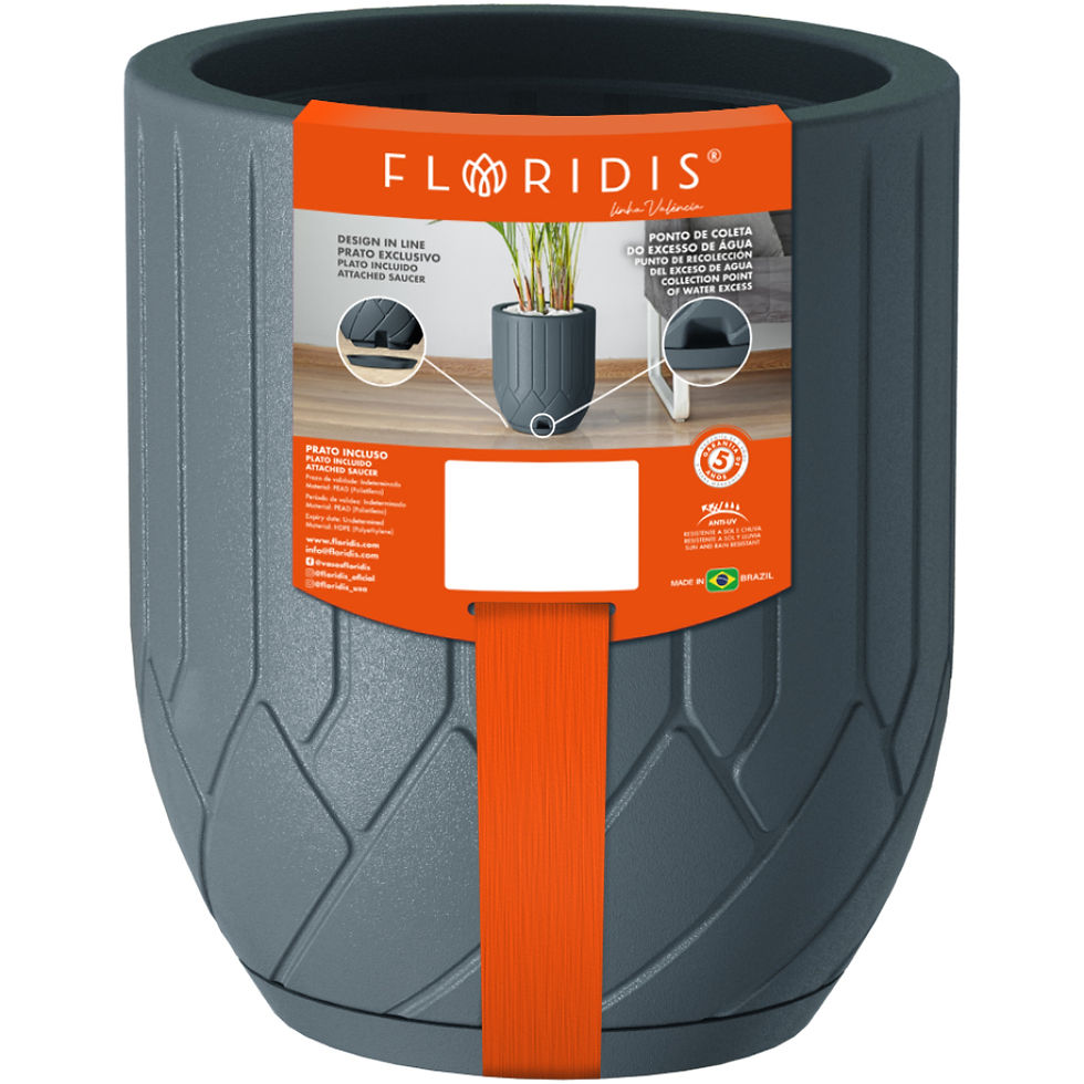 Miniature : New Large Planter Valência in Dark Grey, label brand Floridis with white background.