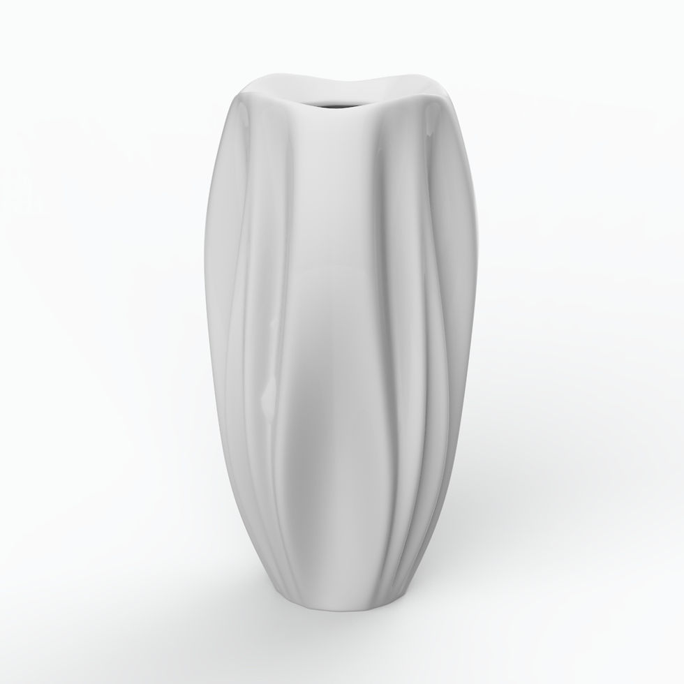 Miniatura: Fine Porcelain Vase Harlequim White