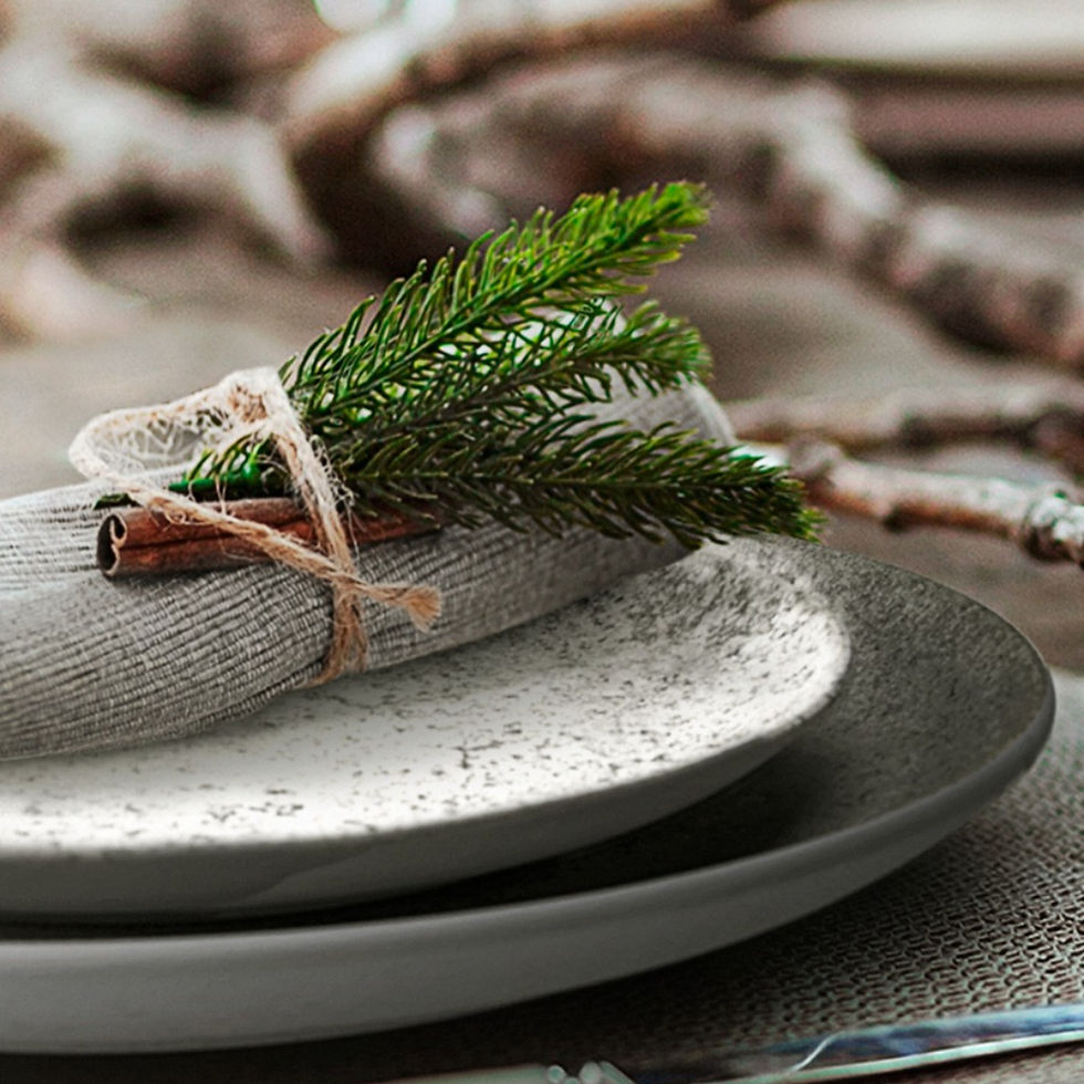 الصورة المصغرة: Plato hondo de cerámica feldespática en tono neutro, con textura sutil, una taza y platillo,  sobre una mesa con hoja verde.