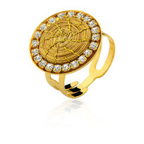 Bague herbe dorée en nid d'abeille avec cristaux et plaqué or.