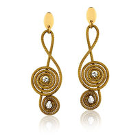 Boucles d'oreilles note de musique herbe dorée