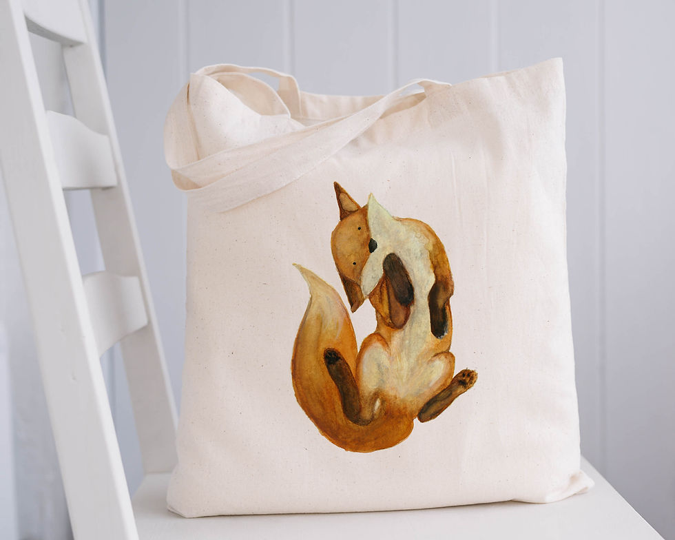 Thumbnail: Watercolour Playful Fox Tote Bag