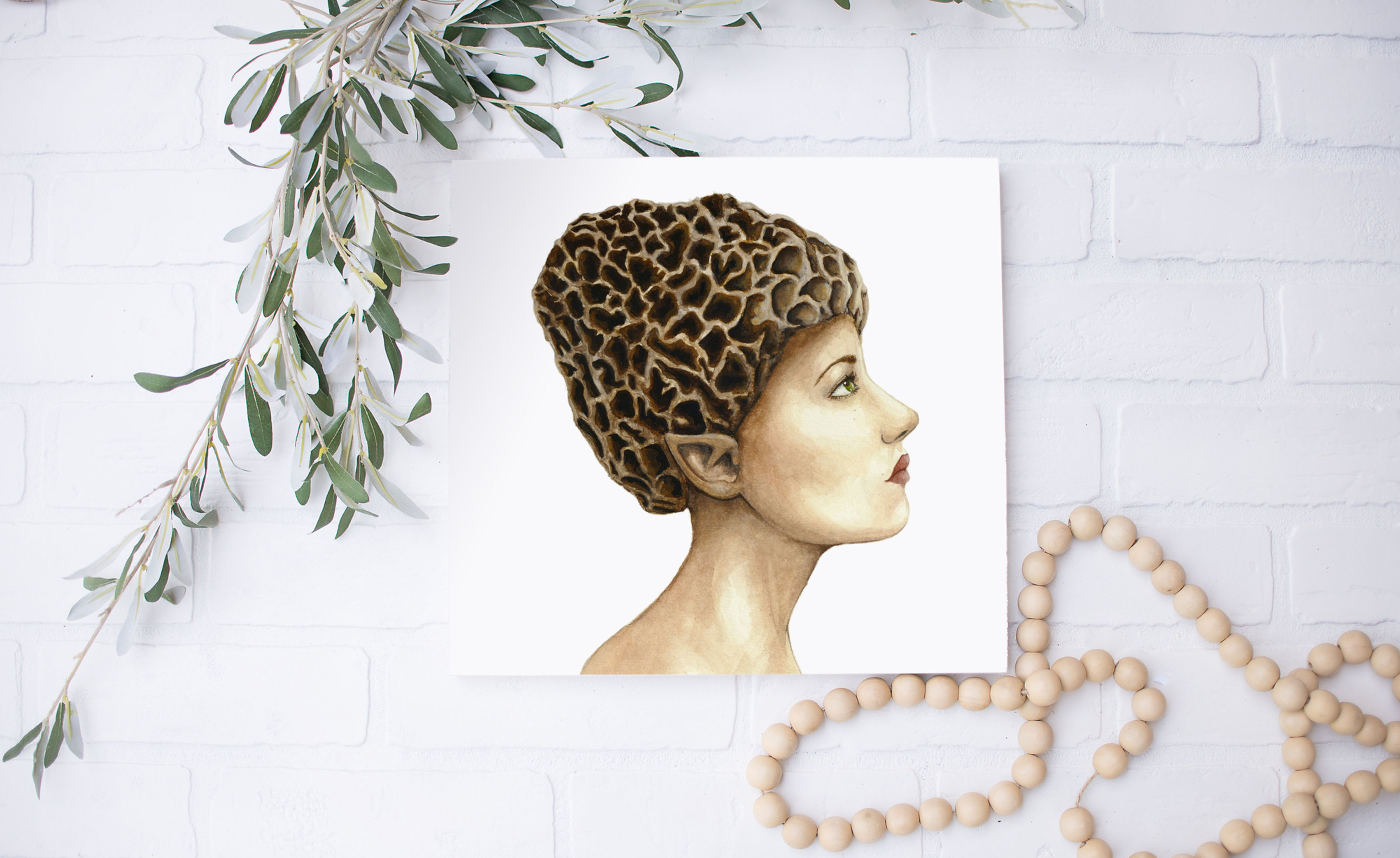 Morel Woman Watercolour Print