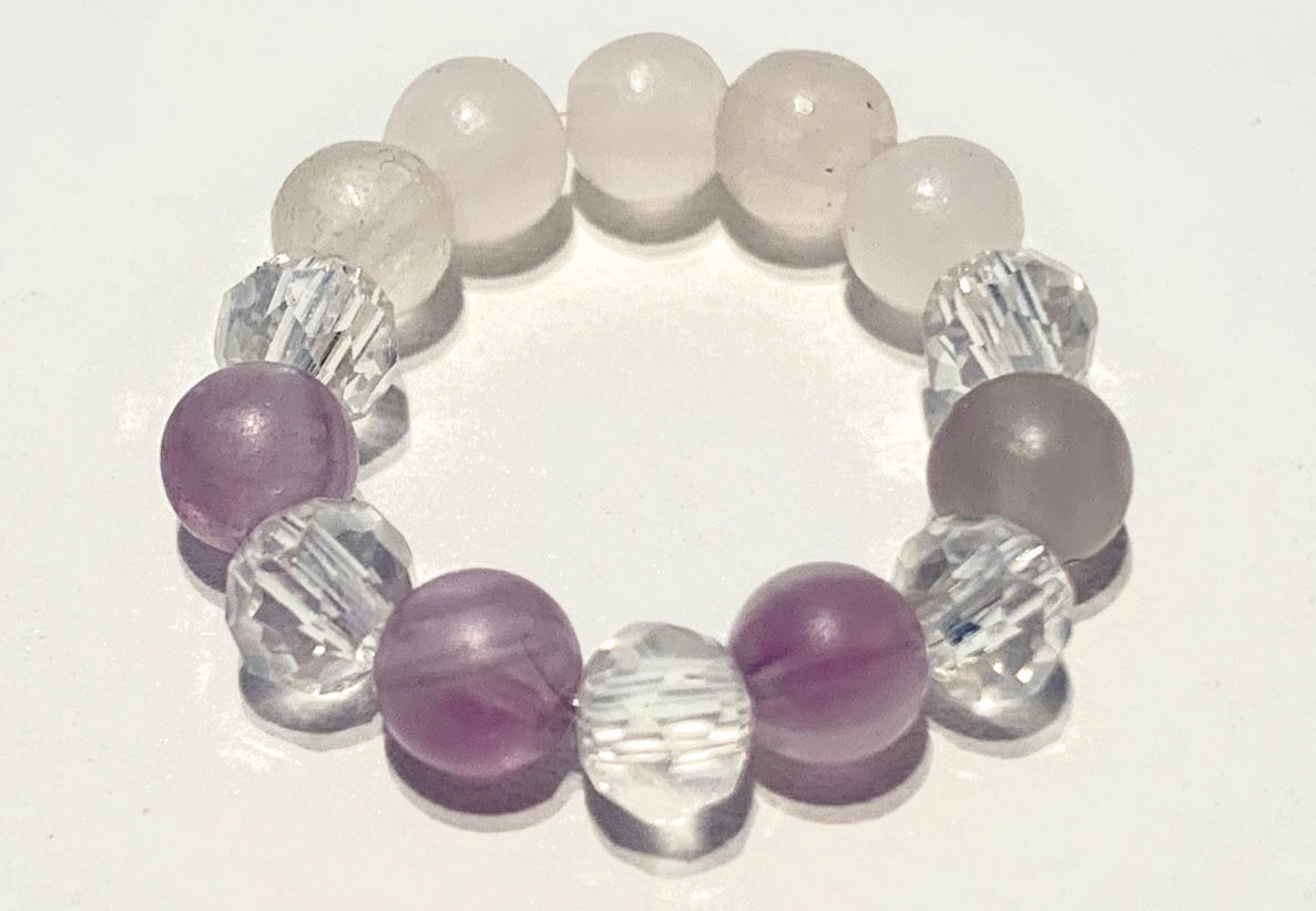 Bague élastique améthyste 