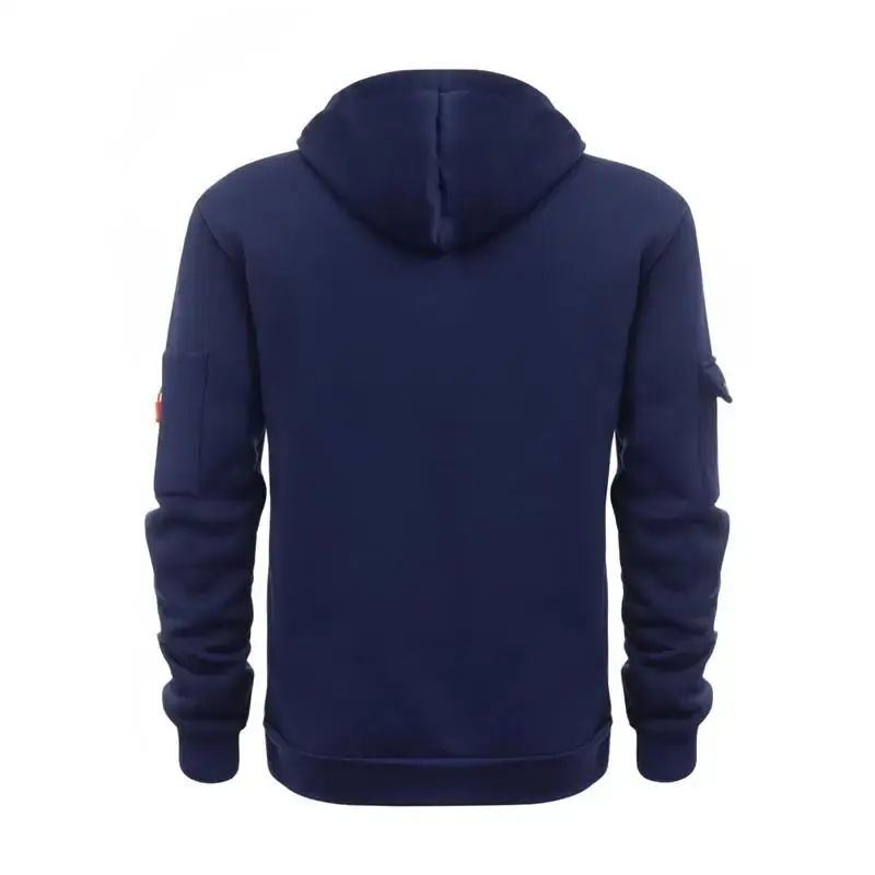Thumbnail: Autumn Winter Men's Hooded Hoodies Solid Long Sleeve Multi-Pocket Zipper