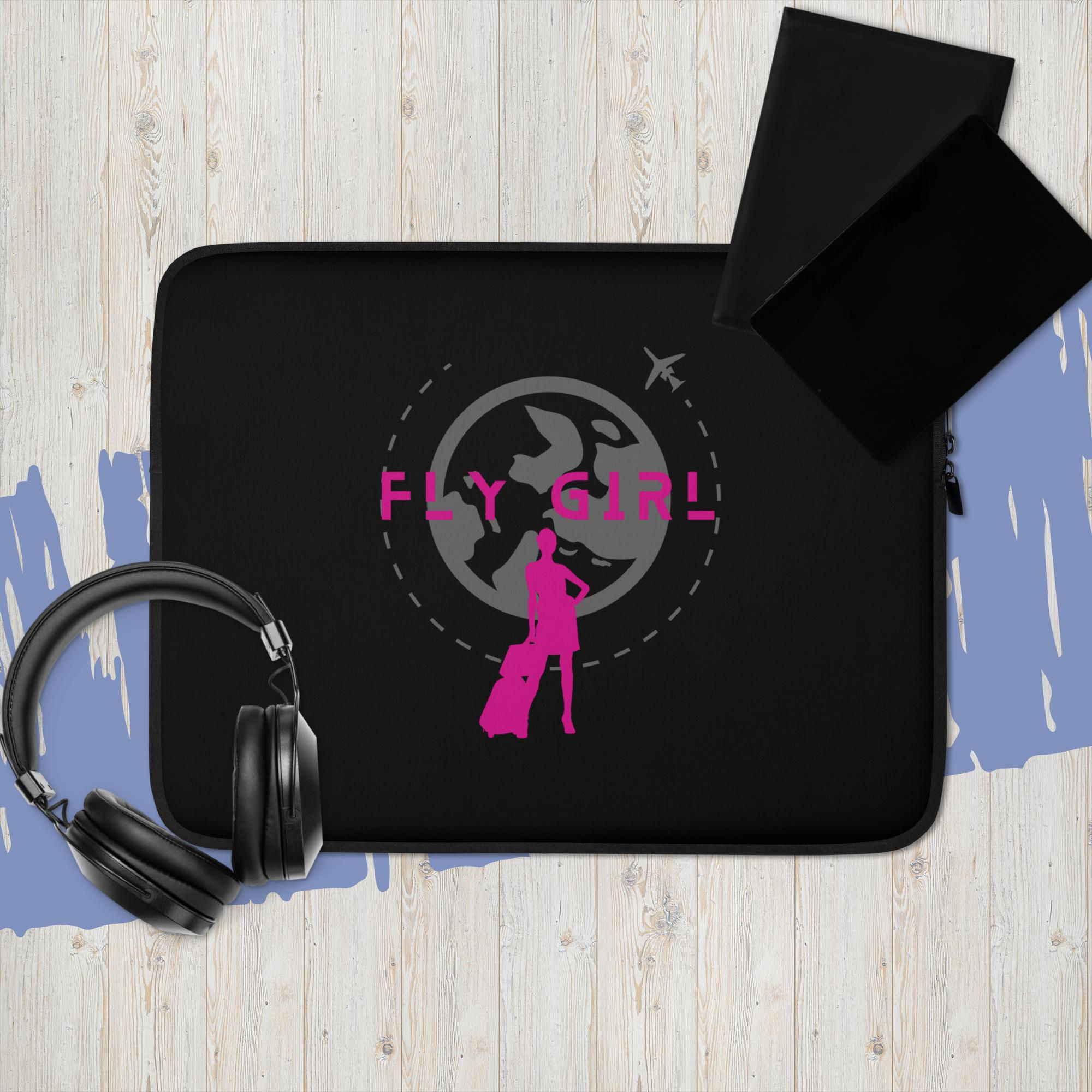 Fly Girl - Pink & Gray Laptop Sleeve