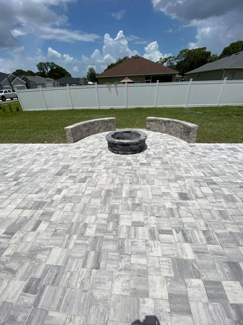 Paver Patio with Fire Pit & Bench for seating 