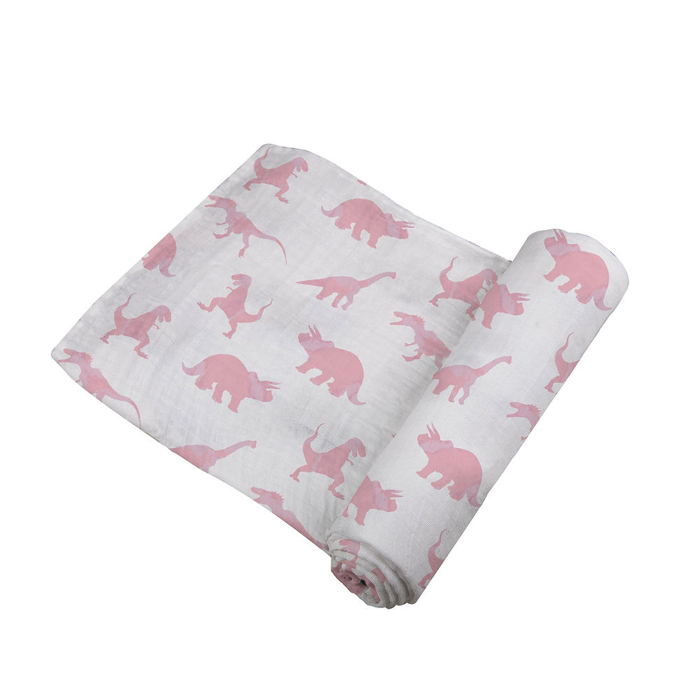 Thumbnail: Pink Dinosaurs Bamboo Muslin Swaddle