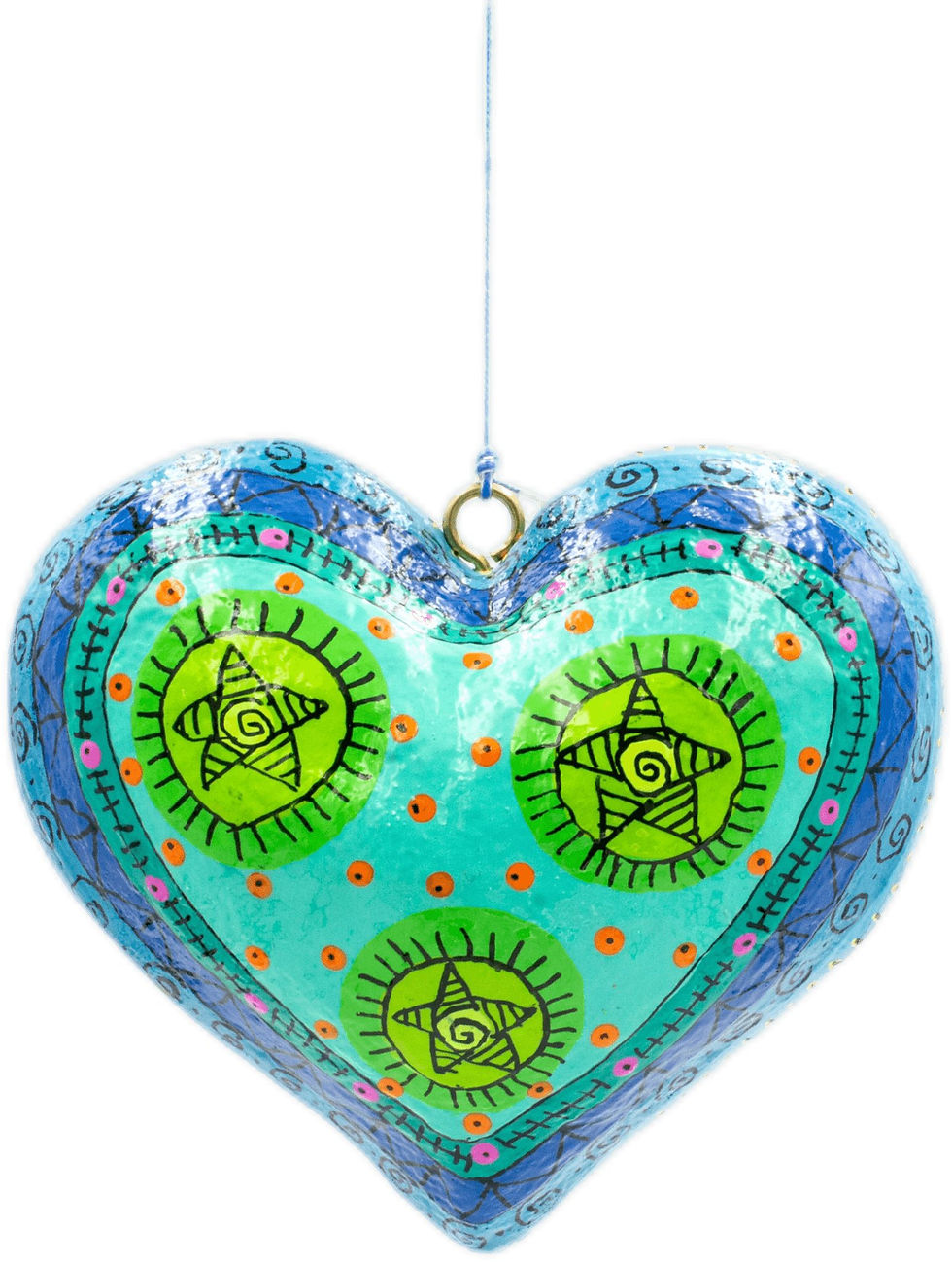 Thumbnail: hand made painted paper mache heart on a string