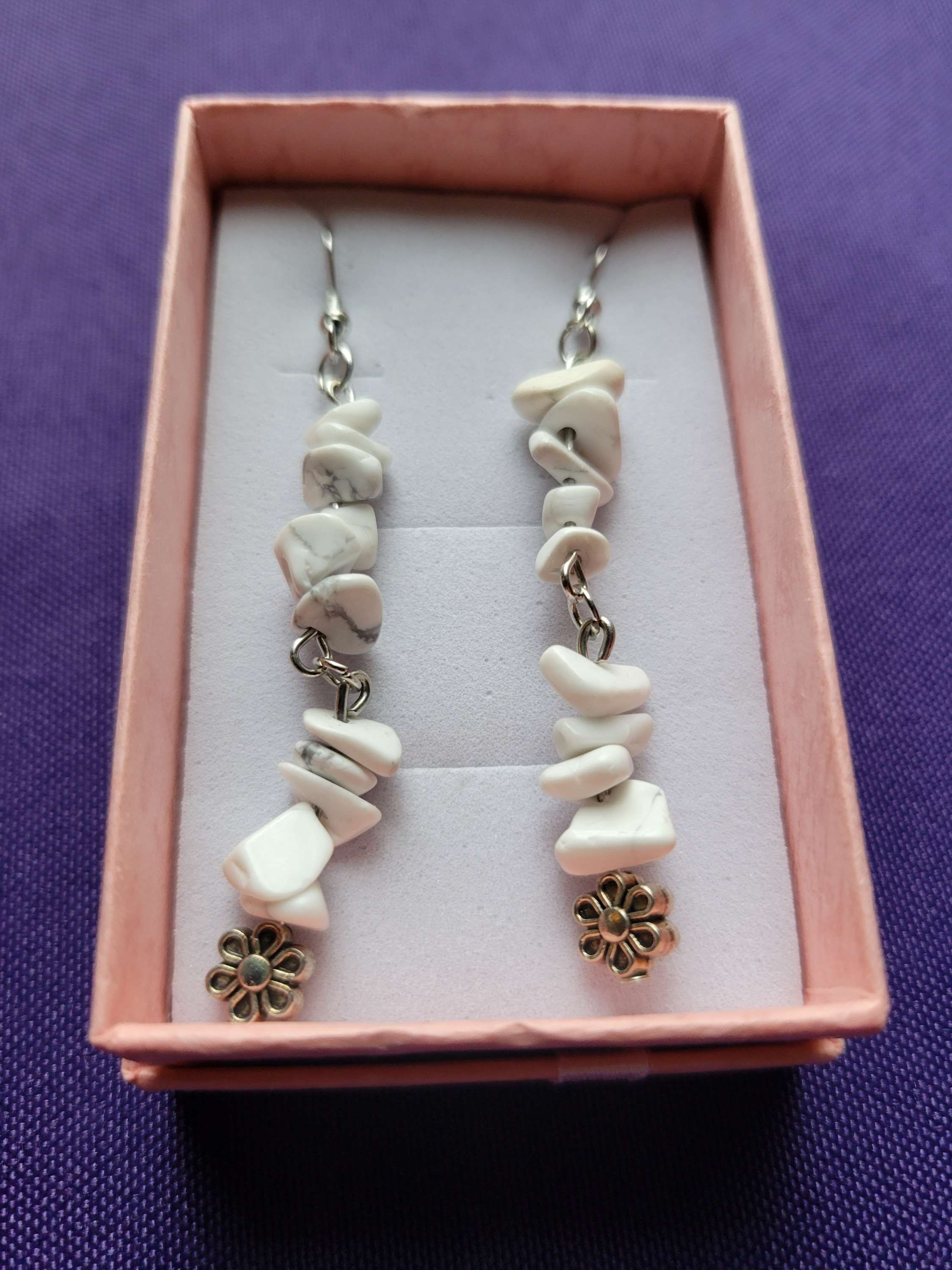 White Howlite Earrings 