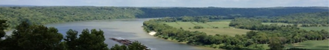 Winding river through green landscape