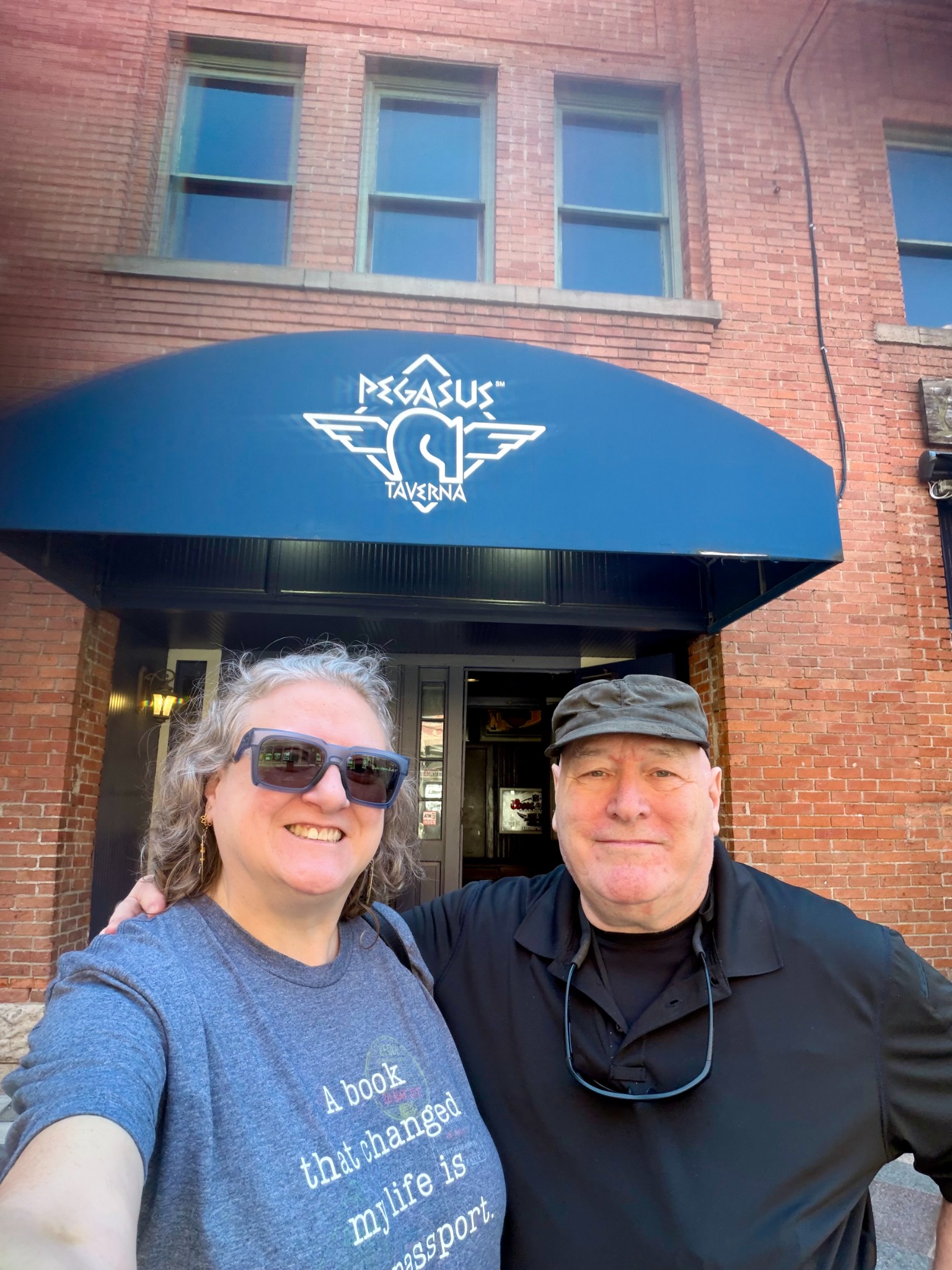 Natalie and Joseph Thompson outside Pegasus Taverna in Detroit Greektown.