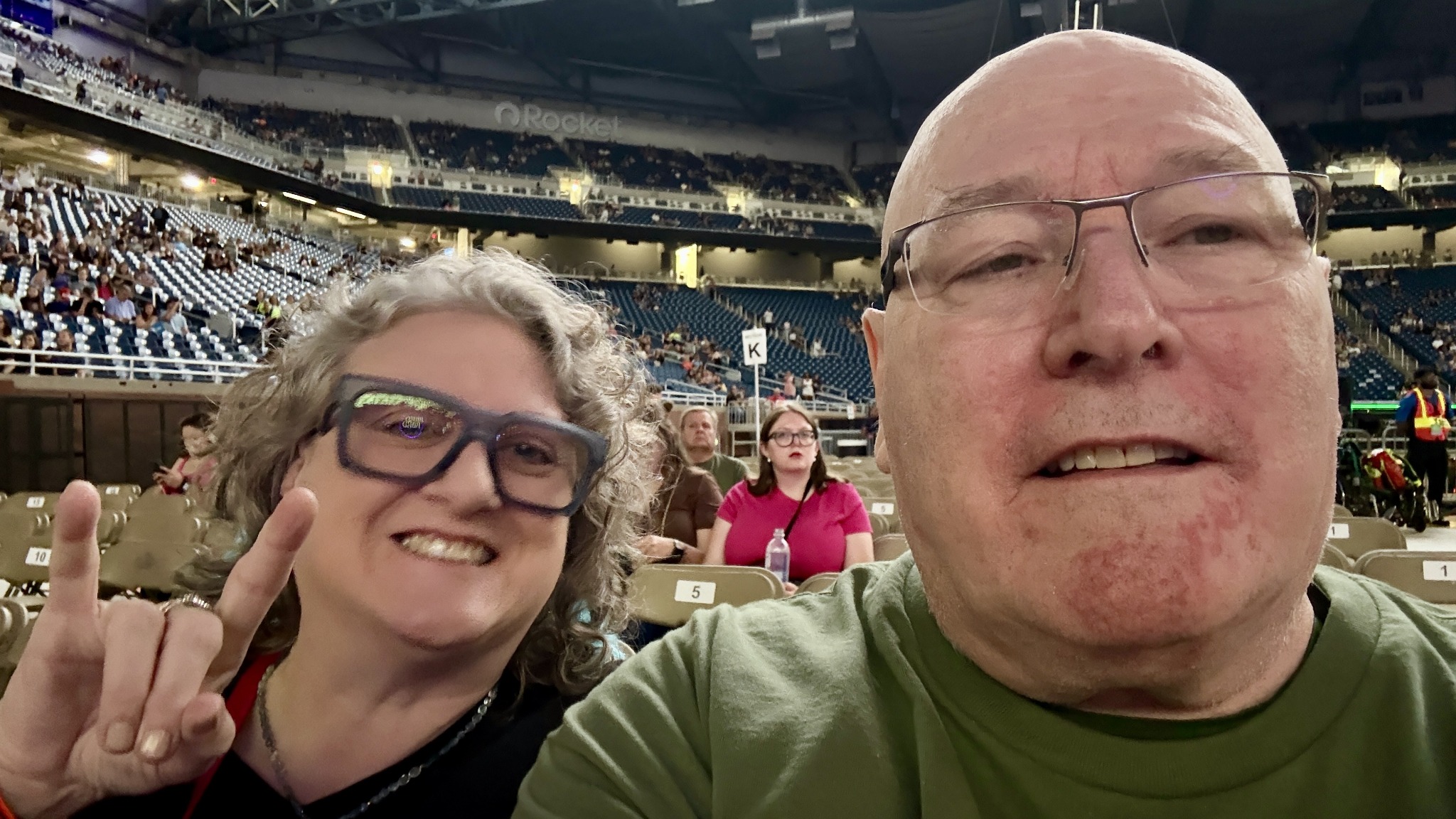 Joseph Thompson and Natalie together inside the Detroit concert arena during their August 2026 weekend.