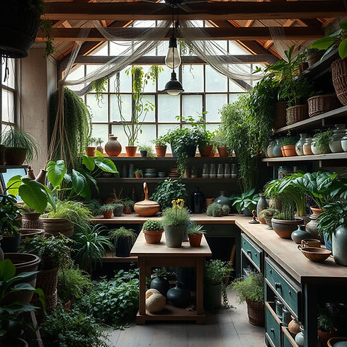 A BEAUTIFUNCH OF NETTLE INSIDE A BEAUFUL APTHECARY WITH HERBS AND TENTURES NO PEOPLE JUST 