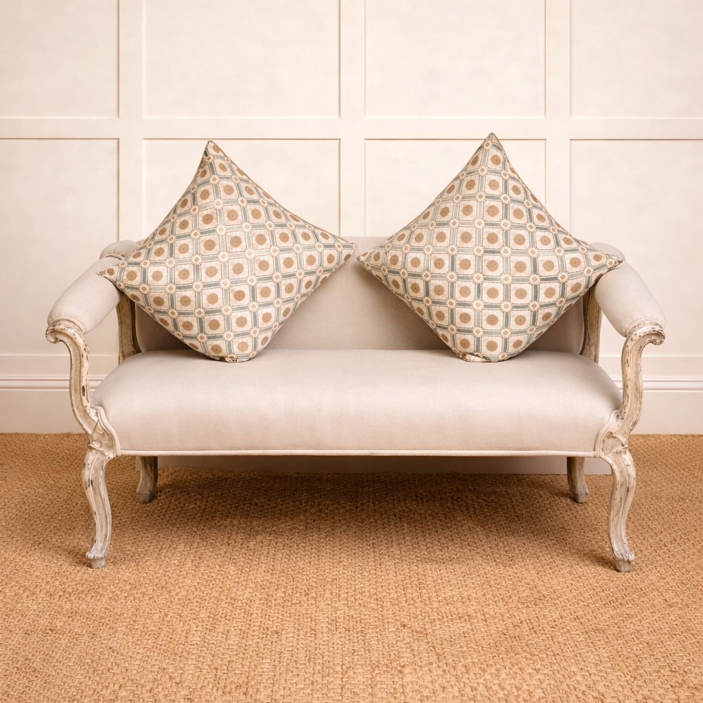 Antique Provincial Window Seat with Carved Cabriole Legs