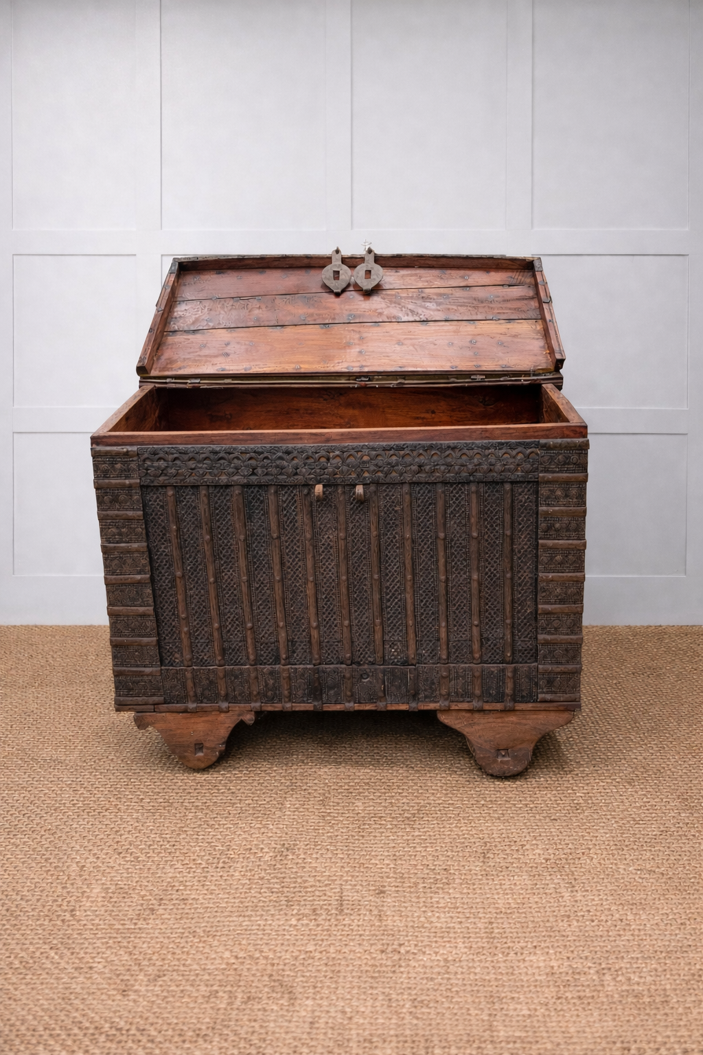 Antique Carved Indian Wedding Blanket Chest