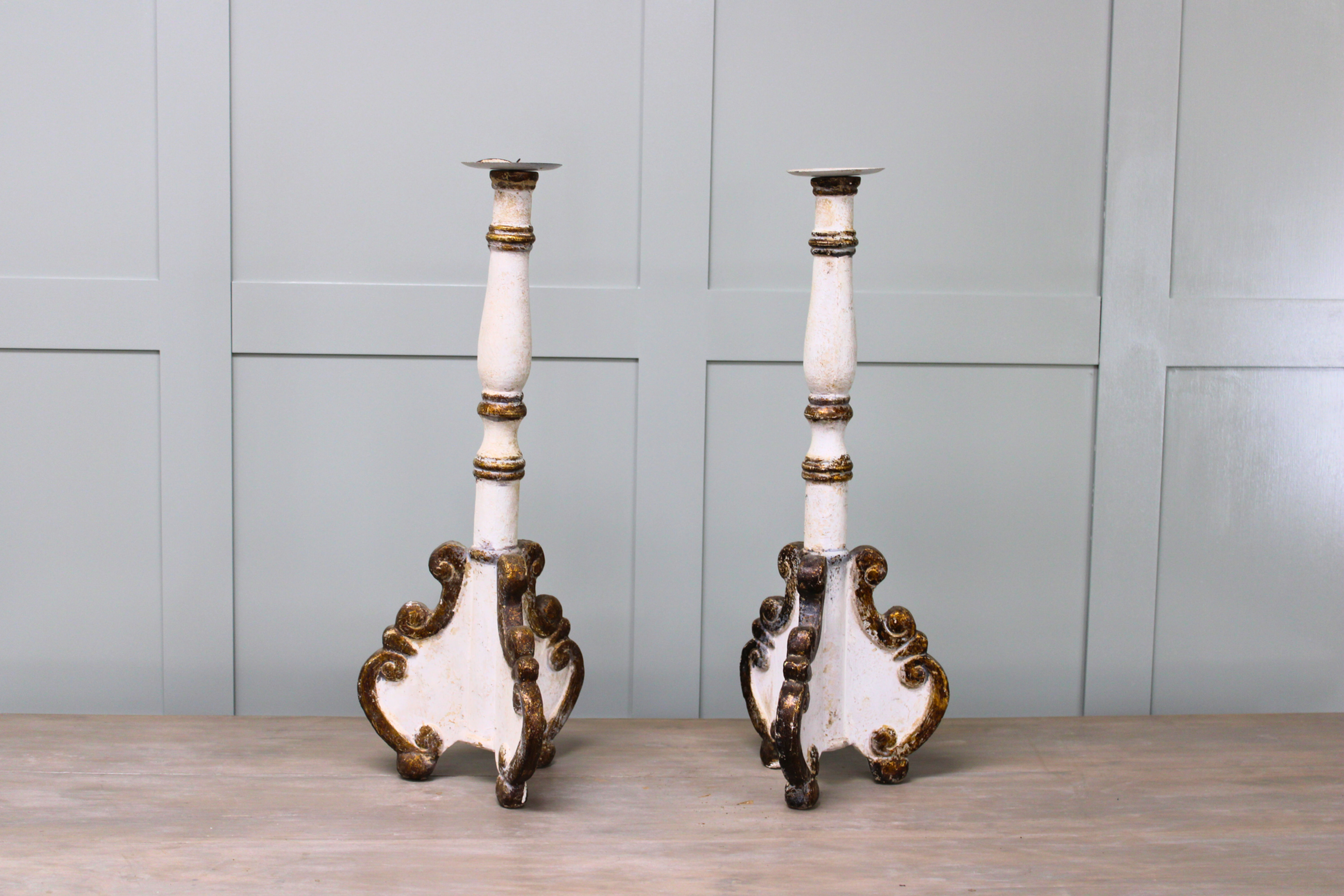 Pair of Decorative Painted Candlesticks