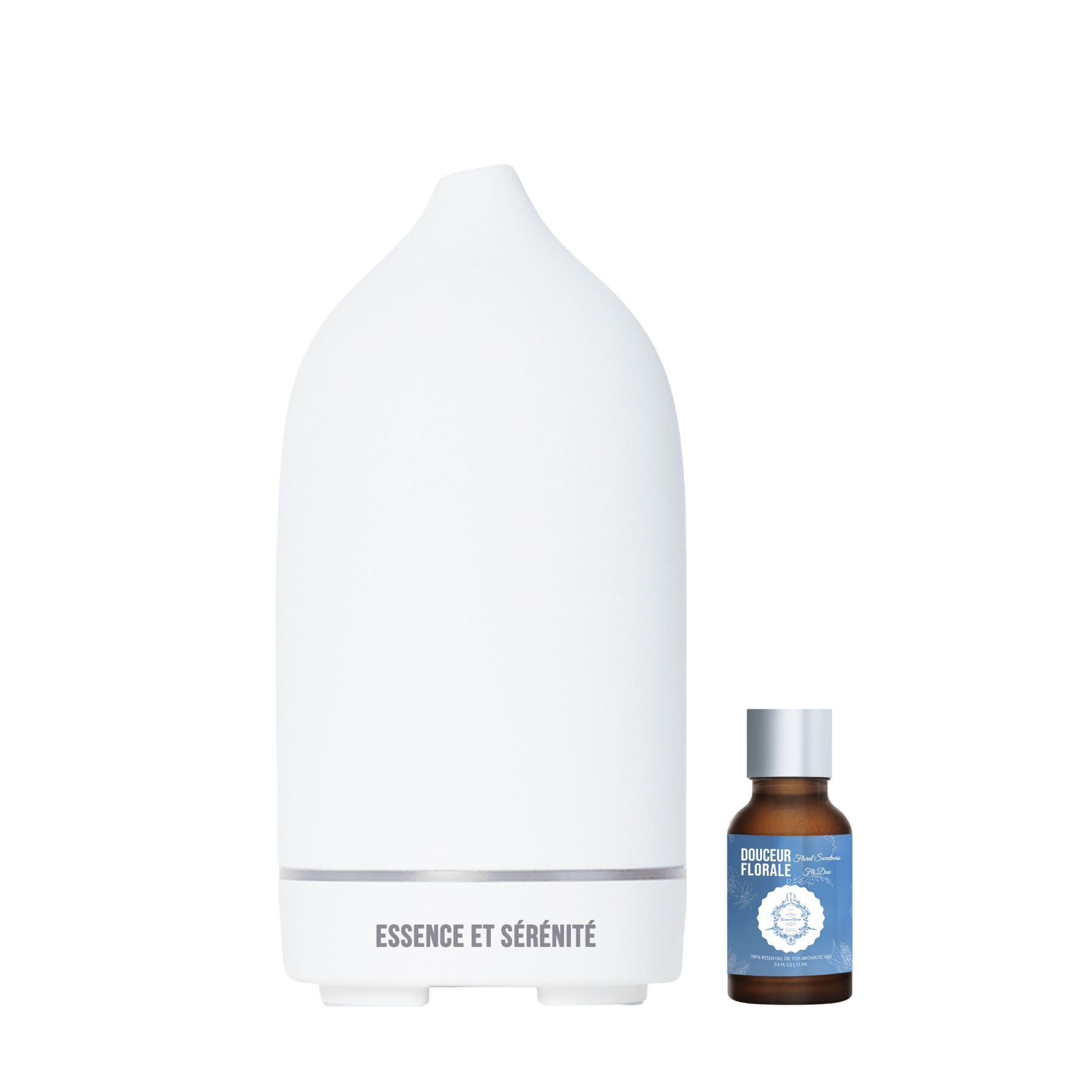 Vase d'Arôme White Ceramic Diffuser with Douceur Florale Oil | Soothing Set