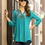 Thumbnail: Women's-Tunic-Top-in-Turquoise-with-Floral-Yoke-Embroidery