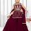 Thumbnail: Girl's Readymade Wine Red Sharara Suit Set with Attachable Sleeves & Dupatta