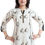 Thumbnail: Printed Cotton Roll Up Sleeves Tunic Top in Ivory