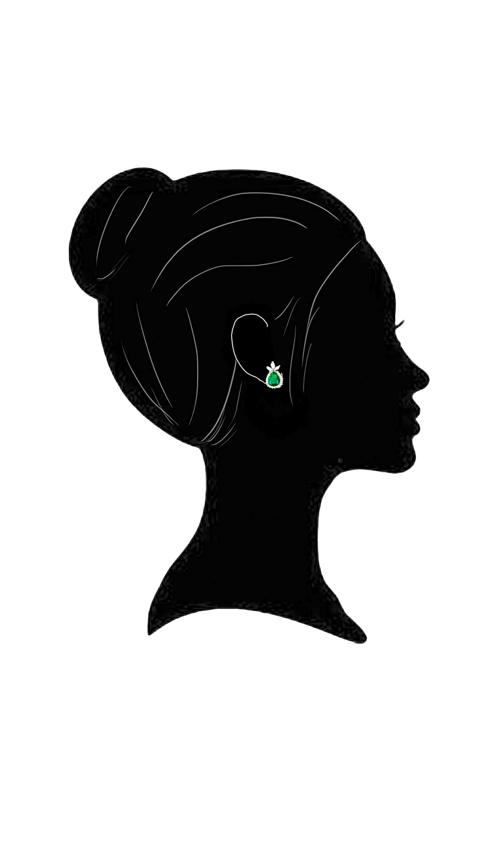 Thumbnail: Green Emerald Cubic Zirconia Sterling Silver Pear Shaped Stud Earrings