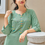 Thumbnail: Women's Stylish Embroidered Tunic Top in Pastel Green