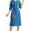 Thumbnail: Women's Printed Silk Kurti with Embroidered Neckline in Blue
